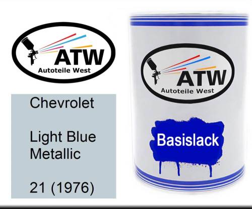 Chevrolet, Light Blue Metallic, 21 (1976): 500ml Lackdose, von ATW Autoteile West.